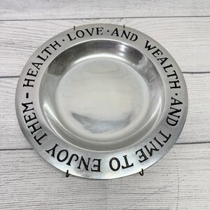 Wilton Armetale Pewter Health Love and Wealth & Time To Enjoy Them Plate Hanger